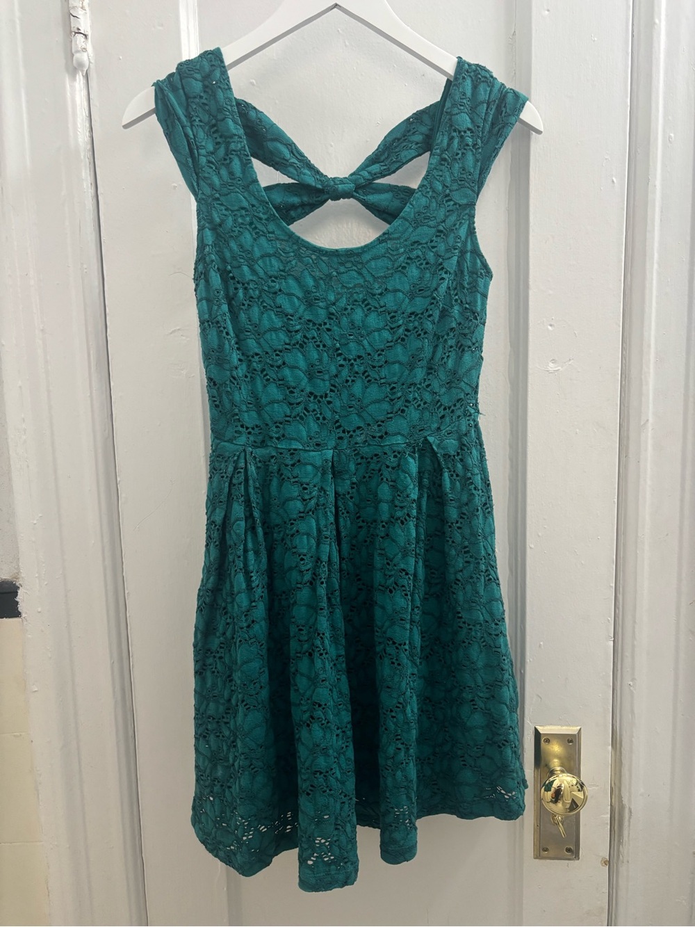Jessica Simpson Teal Lace Fit-and-Flare Dress M
